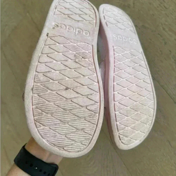 Adidas Girls Slide Sandal Pink Sparkle Size 1 - Picture 3 of 4